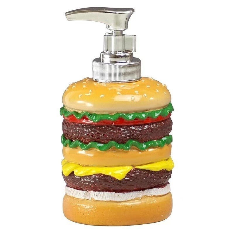 แฮมเบอร์เกอร์ตู้ทําสบู่โดนัทรูปร่างโลชั่นบํารุงผิวขวดเจลทําความสะอาดมือขวดคอนเทนเนอร์บีบอุปกรณ์ล้างม