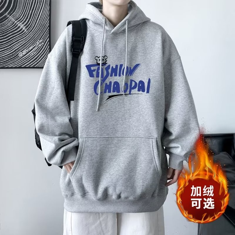 COD 2025 Letter Print Pullover Hoodie Men's Trendy Loose Jacket Hong Kong Style Casual Sports Top Au