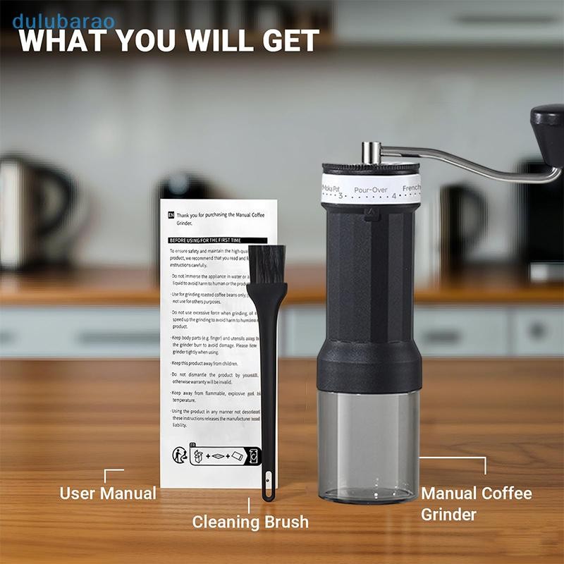 [DUL] เครื่องบดกาแฟแบบมือหมุนขนาดเล็กการตั้งค่า 5-40 ความจุ 30g แบบพกพา AO