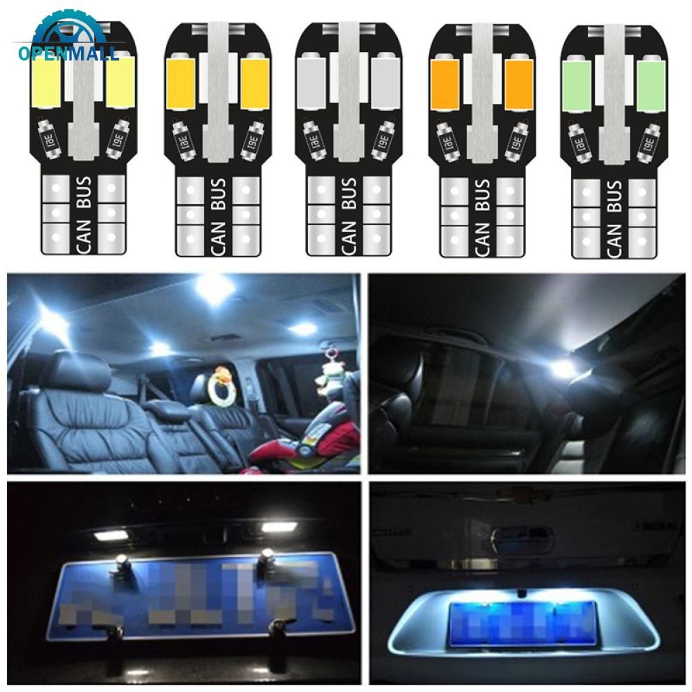 OPENMALL 10pcs W5W T10 LED ภายในรถหลอดไฟ Canbus 5730 8SMD สําหรับรถโดมรถ Wedge ด้านข้างป้ายทะเบียน L