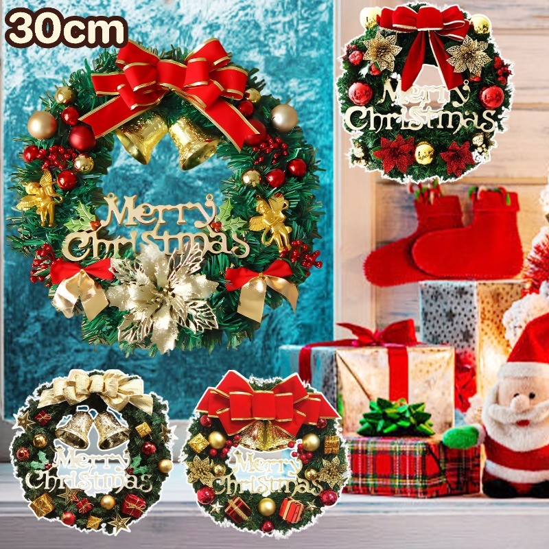 🎄ไม้คริสต์มาส แขวนประตู 30cm Christmas Wreath ของตกแต่งคริสต์มาส🏡