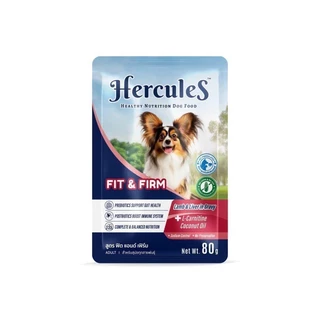 Live [ยกโหล 12ซอง] Hercules Wet Dog Food Pouch - เฮอร์คิวลิส อาหารเปียกสำหรับสุนัข โปรตีนสูง แบบซอง ขนาด 80g
