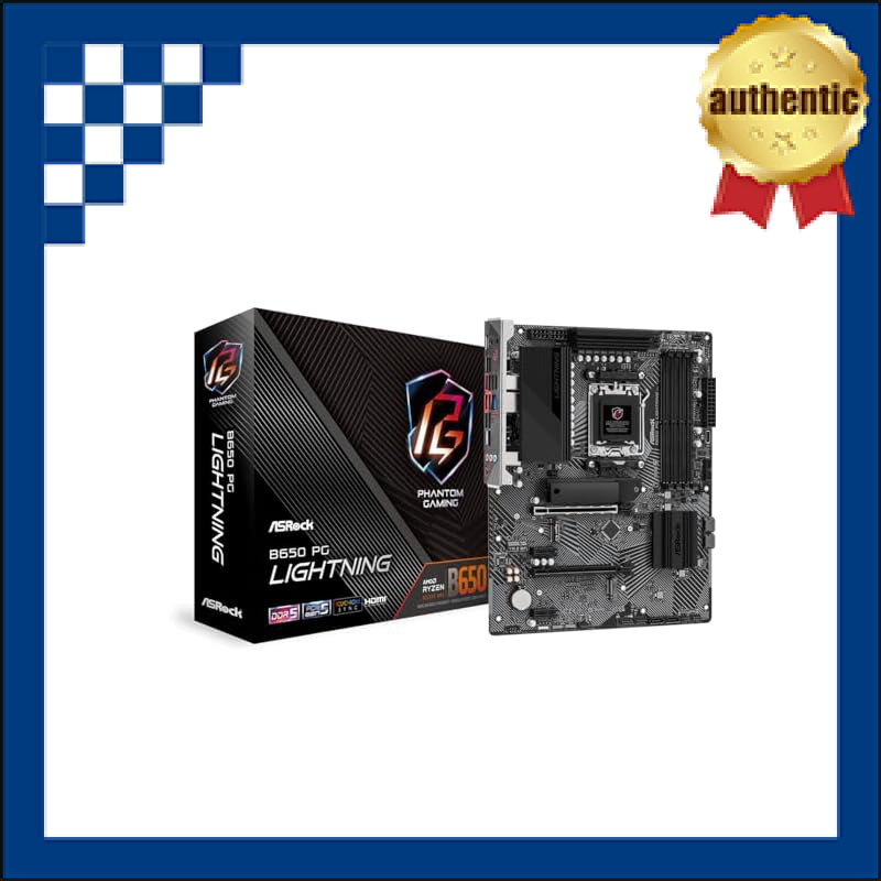 ASRock B650 PG Lightning Motherboard Compatible with AMD Ryzen 7000 Series CPUs (Socket AM5) B650E A
