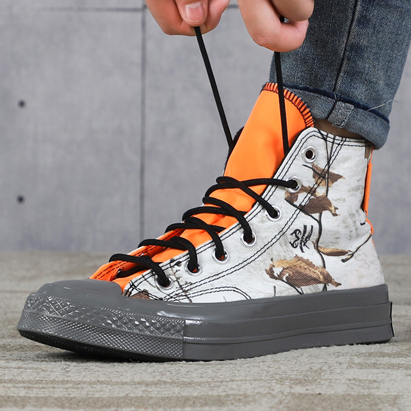 รองเท้าคันเวอร์ GTX Fallen Leaf Pattern สำหรับทั้งผู้ชายและผู้หญิง แบบ Canvas สูง กันน้ำ เหมาะสำหรับ