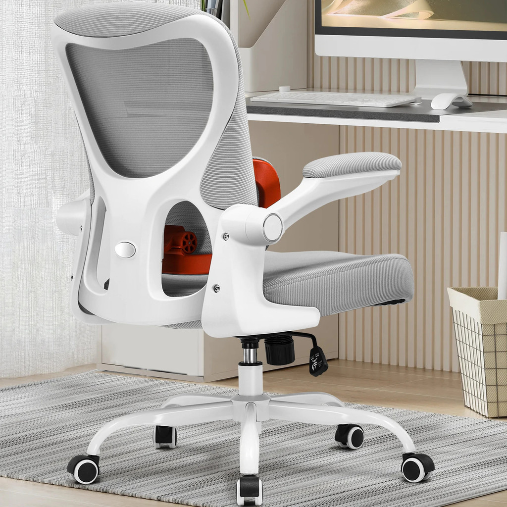 Comhoma เก้าอี้สํานักงาน Ergonomic Desk Chair With Flip-up Armrests, Saddle Cushion, Executive Desk 