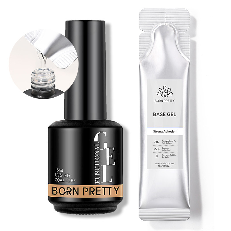 Born Pretty Base Super Top Coat Gel Polish Refilled Package Nail Gel Polish Set Long Lasting Transparent Soak Off UV Gel Polish