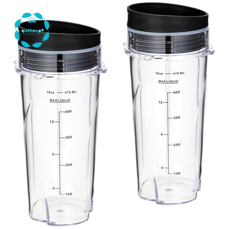 [Fast Q9]2 Pack 16Oz เปลี่ยนถ้วยอะไหล่สําหรับ QB3001SS Fit เครื่องปั่นส่วนบุคคลขนาดกะทัดรัดพร้อมฝาปิ