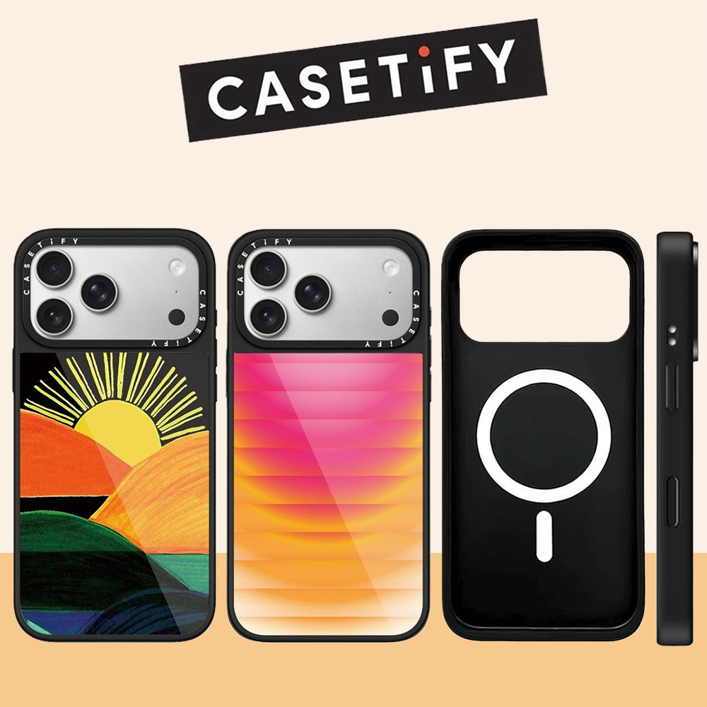 Magnetic Sunrise Sunset Crystal Glaze Mirror Hard เคสโทรศัพท์สําหรับ iPhone 17 Pro Max 17 Air 16 Plu