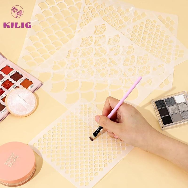 KILIG ปลา Scale Stencils ภาพวาด Stencils สําหรับภาพวาดแต่งหน้า Stencil นํากลับมาใช้ใหม่ Face Paint S