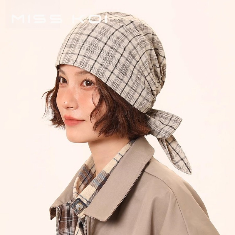 MISSKOI หมวกเสื้อสวมหัว ลายสก๊อตแบบเกาหลี ดีไซน์เรโทร รูปที่ 3