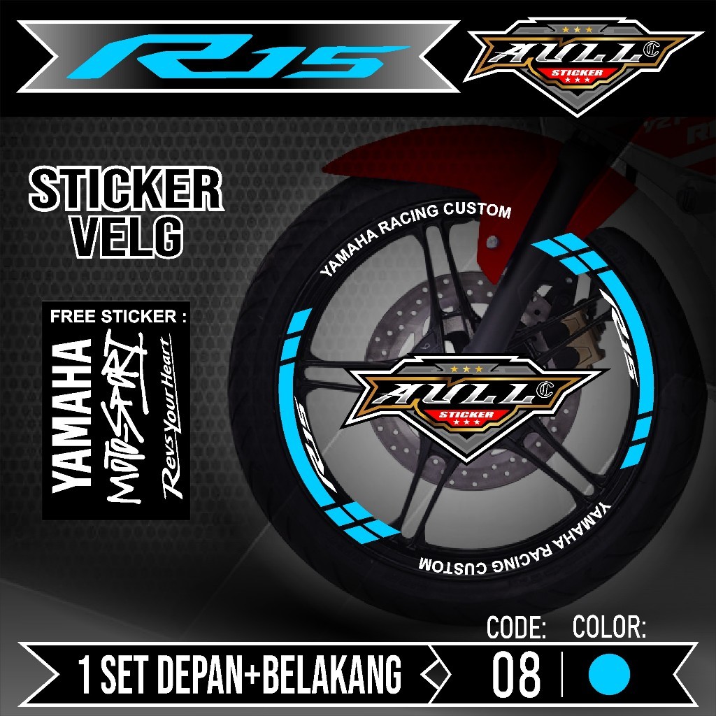 สติ๊กเกอร์Velg R15 ตัดVelg Motor Yamaha R15 V2 V3 List Sticker Cutting Velg Tyre Variation Set ด้านห