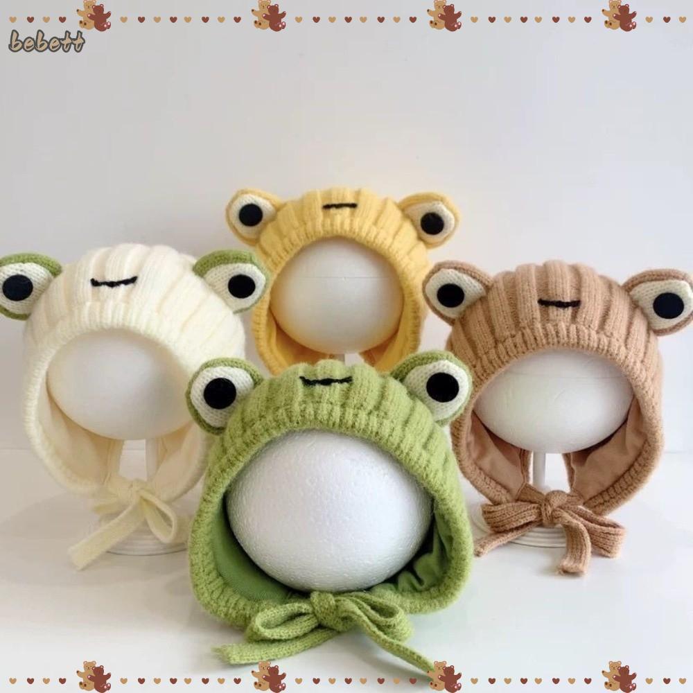 BEBETTERM Pullover Cap,Windproof Warm Ear Protection Hat, Coldproof Cute Frog Beanie Hat 0-3Y