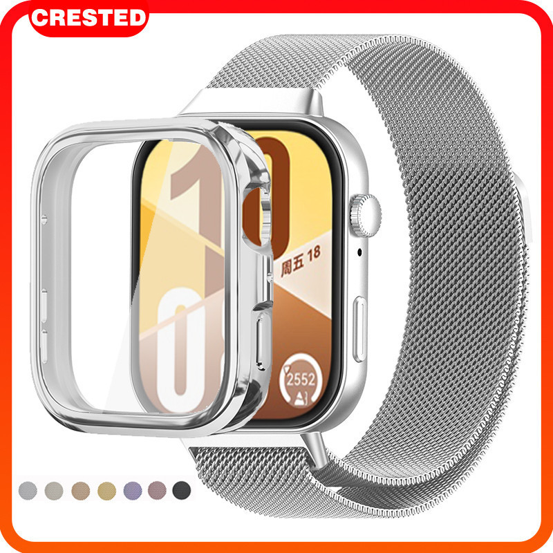สายรัดโลหะกรณี TPU for Smartwatch Huawei Watch Fit 4 Pro / 4 /3 ผู้ป้องกันหน้าจออ่อนฝากกันชนแถบแม่เหล็กสแตนเลส