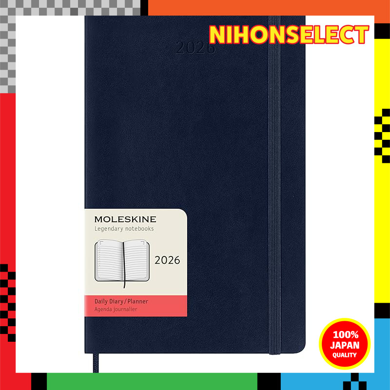 Moleskine Diary 2026, starts in January, 12-month daily planner, large size (13 cm wide x 21 cm tall