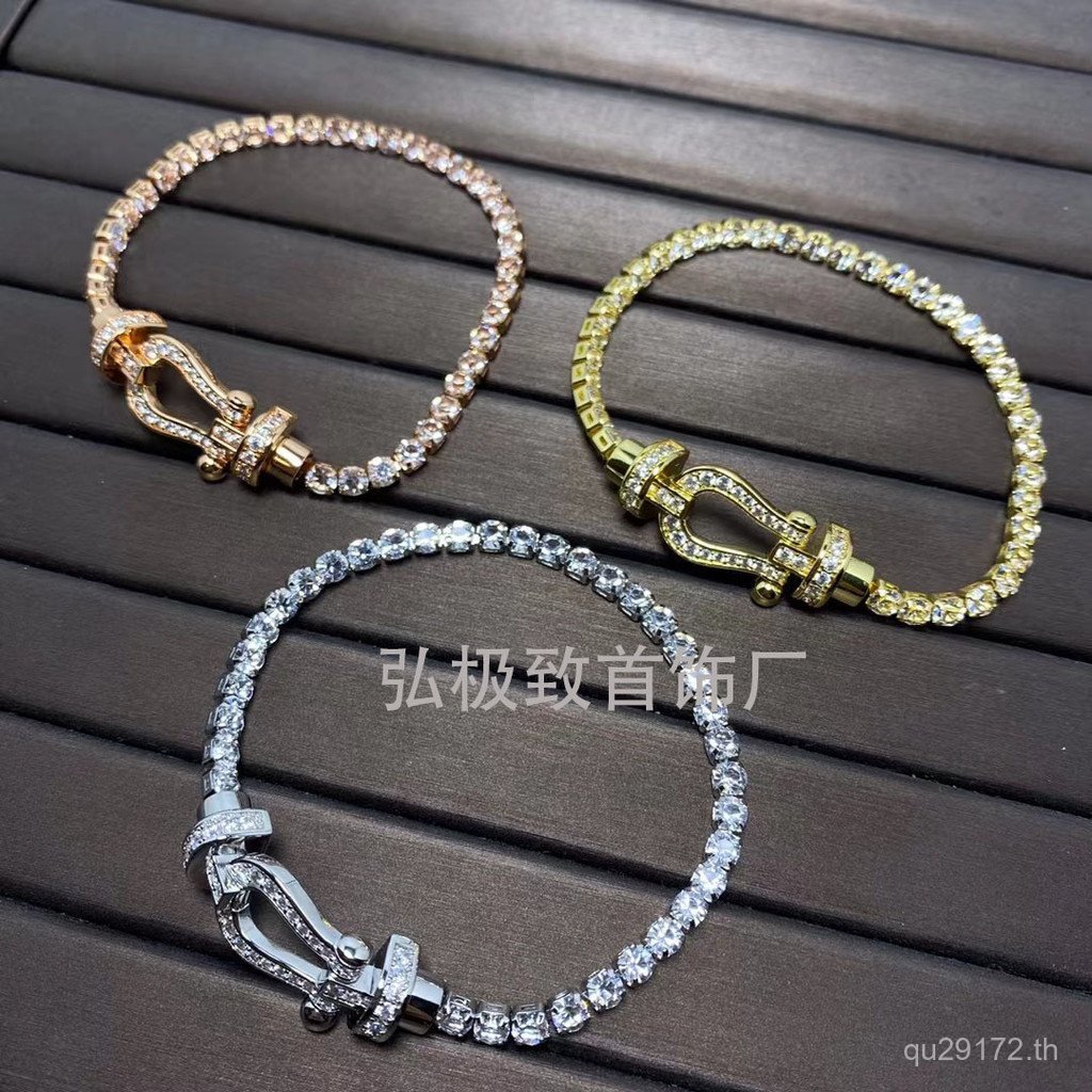 W Word Plated Bracelet Fred Fred 8 Horseshoe Men Women Buckle Full Diamond 18KForce10 Rose Bracelet 