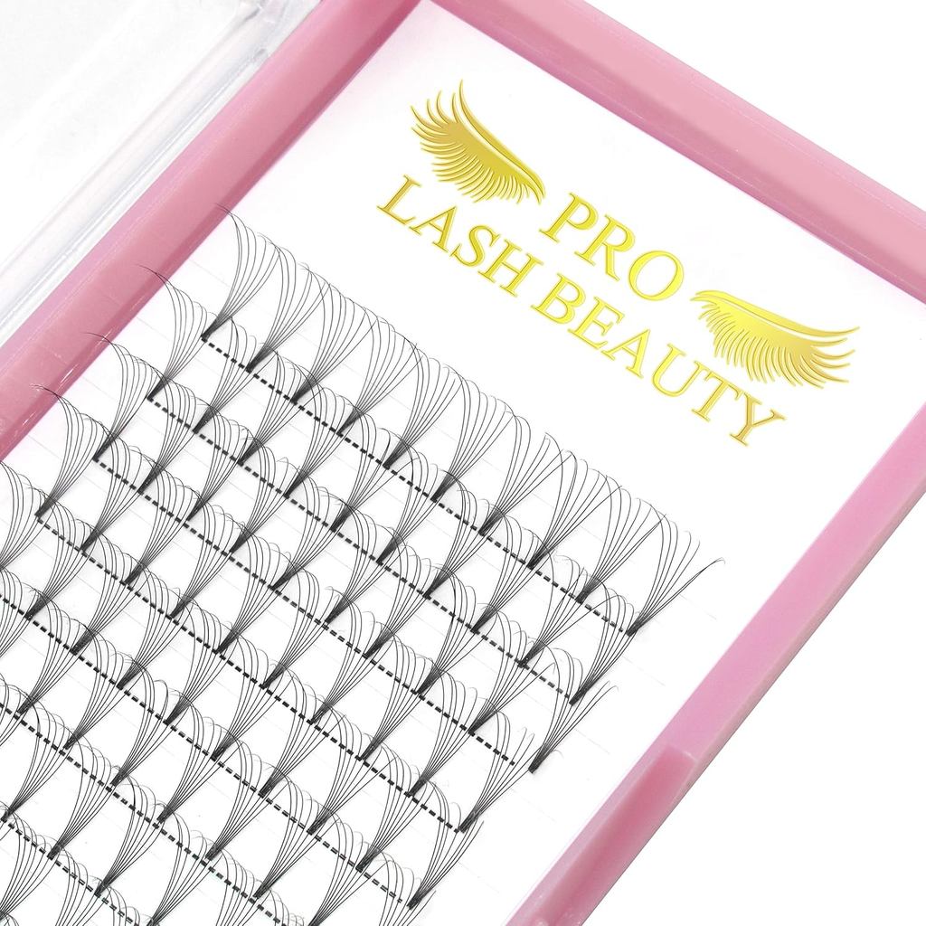 PRO LASHBEAUTY Premade Volume Eyelash Extensions 7D-C-0.07-10: พัดลม 3D-7D, C/D Curl, 9-20mm, วีแกน,