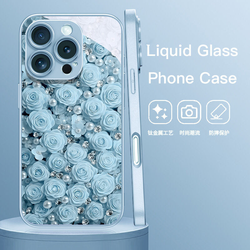 สําหรับ Samsung Galaxy S25Ultra,S24Ultra,S23,A56 A55 เคสโทรศัพท์ Hard Liquid Glass ปลอกสายคล้องมือเพชร rose รูปแบบน่ารัก A34 A14 A53 A52 S22Ultra S23FE - รูปที่ 4