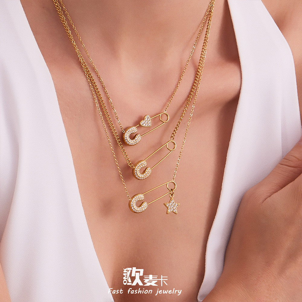 Omaka Jewelry คลิปหนีบกระดาษสแตนเลสพร้อมจี้ดาวเพชร ออกแบบเฉพาะ