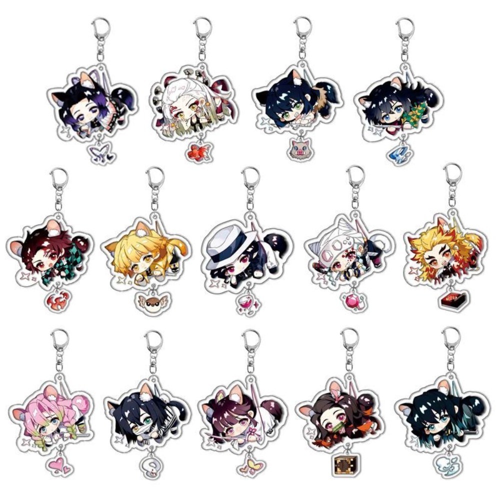 Demon Slayer อะคริลิค Key Chain Kamado Tanjirou Nezuko Hashibira Inosuke Agatsuma Zenitsu อะนิเมะอุปกรณ์ต่อพ่วงตกแต่งปากกา