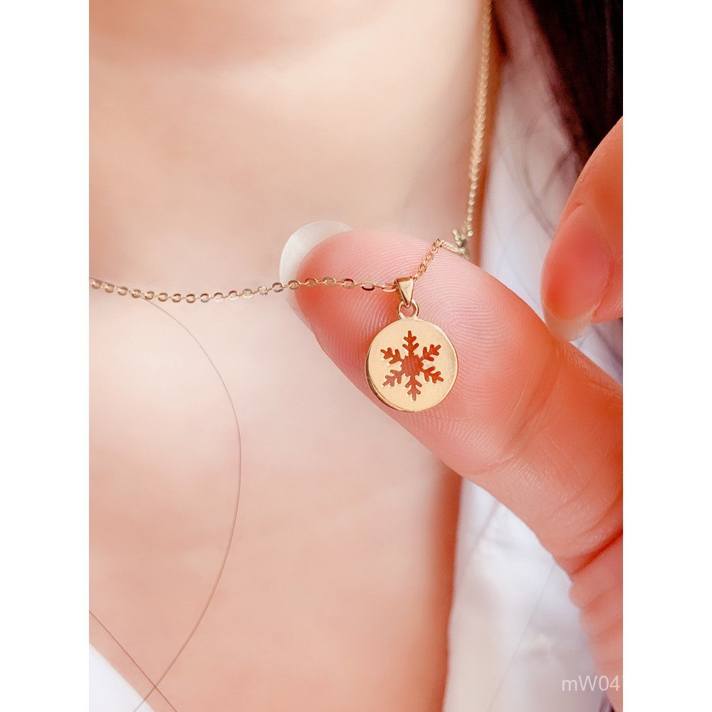 สร้อยคอมีห่วงคล้องกระดูกไหปลาร้า ลายหิมะหรูหรา ทำจากเงินสเตอร์ลิงเคลือบทองเงางาม SBN3