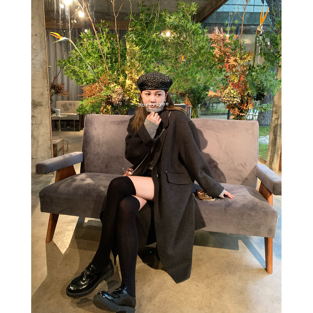 YUYEE _ หลากสี!ตู้เสื้อผ้า เอเวอร์กรีน 100 ขนสัตว์คุณภาพสูง จุดต่ําสุด เสื้อผู้หญิงกองคอปกเสื้อถักด้