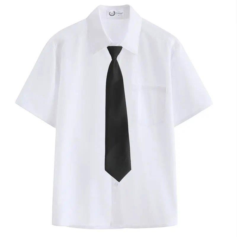 领带~dk制服男女生基础款白衬衫短袖学生学院风情侣jk衬衣韩版Tie ~ dk Uniform Male and Female Basic White Lining20251022