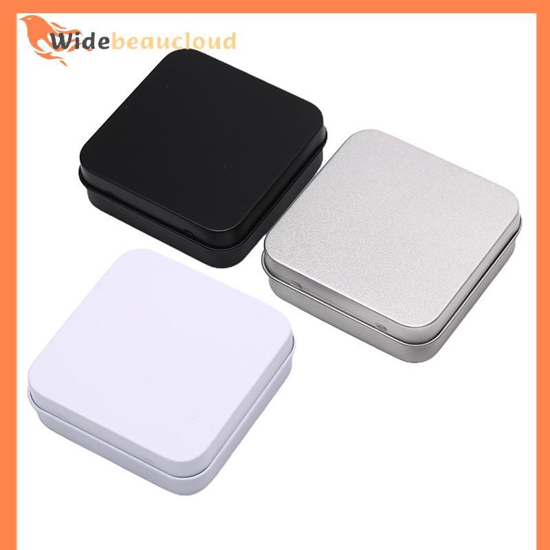 Widebeaucloud Mini Metal Tins Container Square Haded Flip Storage Tin Box Jewelry Coin Case Nice