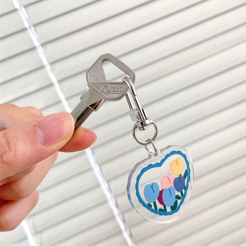 Ins ทิวลิปดอกไม้พวงกุญแจนักเรียนอะคริลิคพวงกุญแจตกแต่งของขวัญที่ดีที่สุด