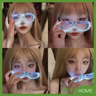 แว่นตาเรืองแสง "มีหลอดไฟ LED" แว่นตาบาร์ดิสโก้ สําหรับปาร์ตี้ คริสต์มาส แว่นสงกรานต์ Luminous glasses