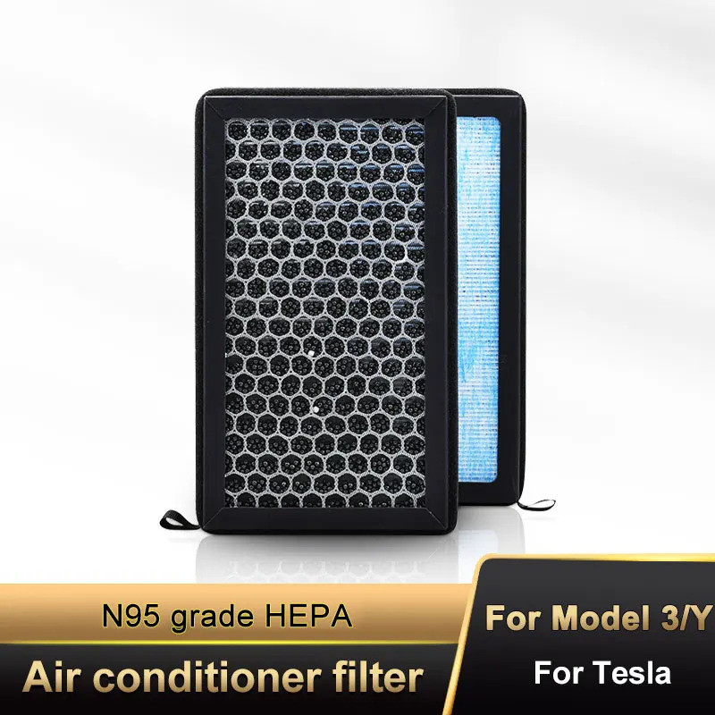 สไตล์ 2 ชิ้นสําหรับ Tesla รุ่น 3 รุ่น Y Hepa N95 คาร์บอนเปิดใช้งาน Pm2.5 ทําความสะอาด Air Filter Con