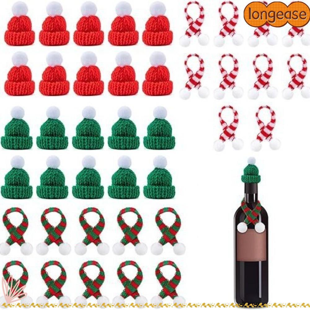 LONGE 20 ชิ้น Mini Santa หมวก, Handmade เส้นด้ายหมวกคริสต์มาส, MINI ถัก DIY เย็บหัตถกรรมคริสต์มาส