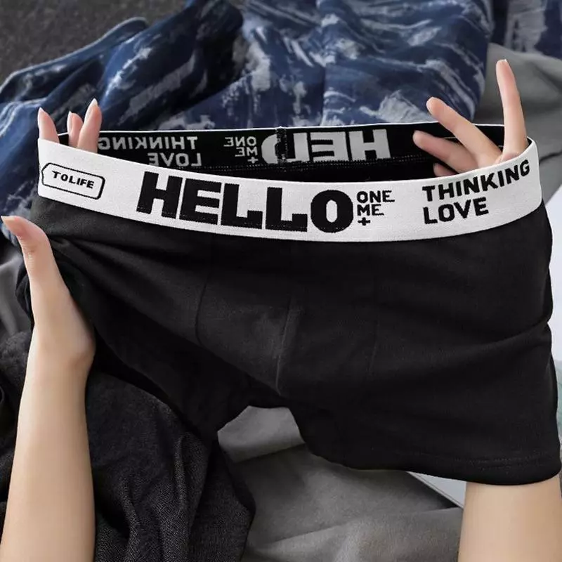คุณภาพแท้ ไม่ใช่คุณภาพขโมย！【เซ็ต 5/10 ชิ้น】HELLO-กางเกงบ็อกเซอร์ผู้ชาย Men Underwear Boxer ดีไซน์เป้ากางเกงสองชั้น