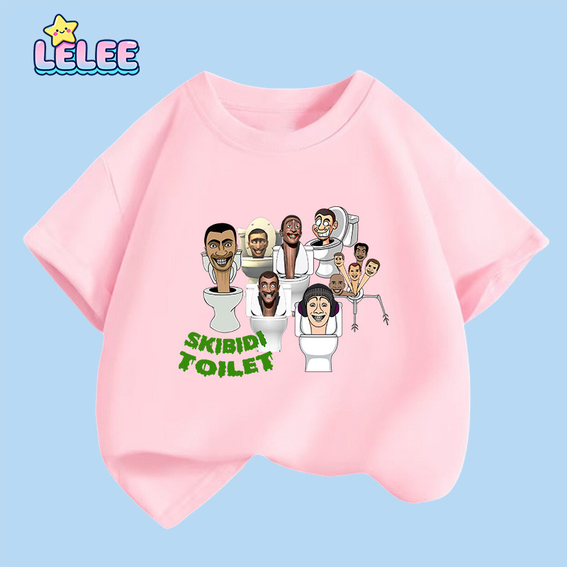 LELEE NEW เสื้อยืดเด็กผู้ชาย ผ้าฝ้ายแท้ ลายการ์ตูน (SKIBIDI TOILET)สไตล์เกาหลี แฟชั่นเท่ ใส่สบาย
