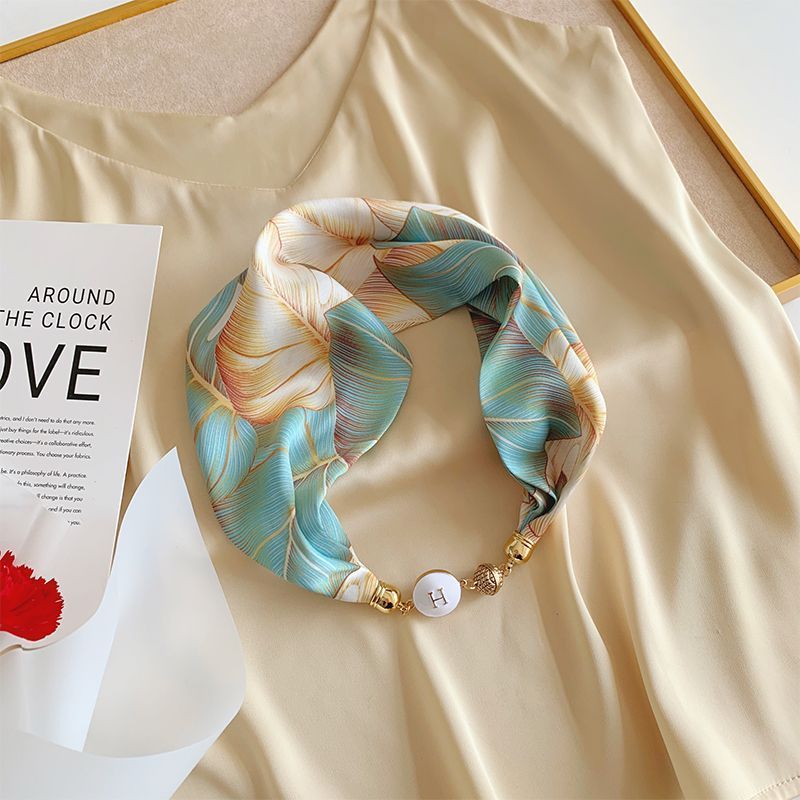 吸丝巾 女夏季高级感睡衣女春夏季高领学生流行珠扣อเนกประสงค์百配件ผ้าพันคอแม่เหล็กผู้หญิงฤดูใบไม้ผลิและฤดูร้อนผ้าพันคอคุณภาพสูงค