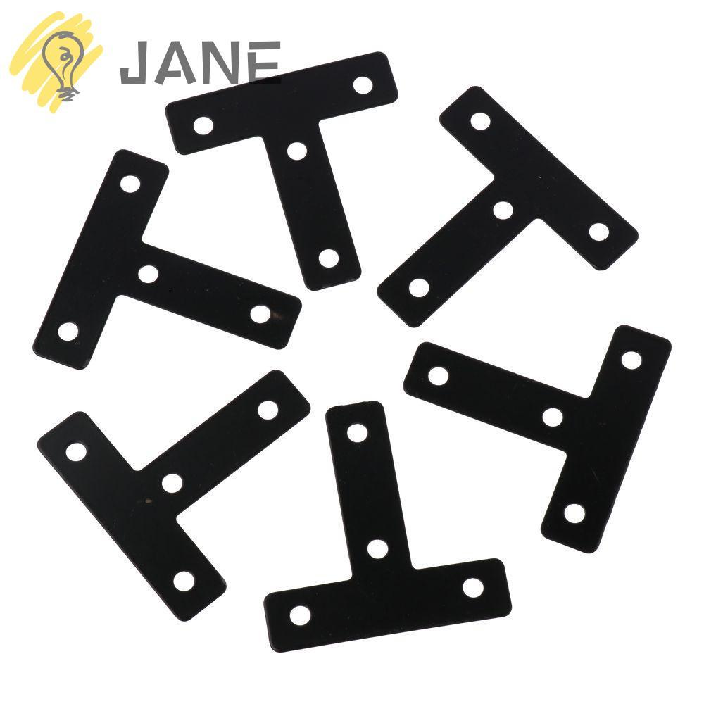 JANE 10PCS T T T Ulead สีดํามุมแบนวงเล็บ, 60 มม./2.36in เหล็ก T รูปร่างมุม Braces, ทนทานสีดํา T T T 