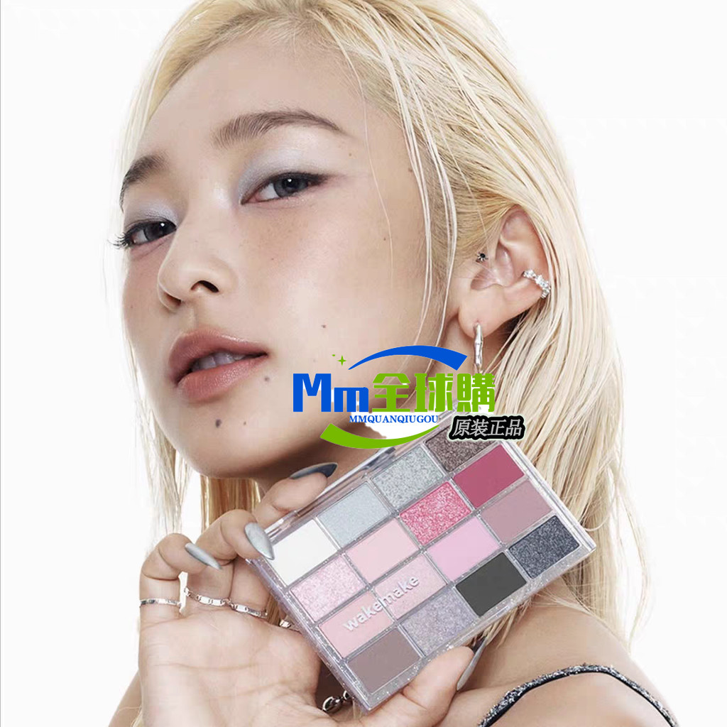 เกาหลีเกาหลี wakemake wakemake Charm Sixteen Color Eyeshadow Palette Silver Crush Fine กระพริบ Pearl