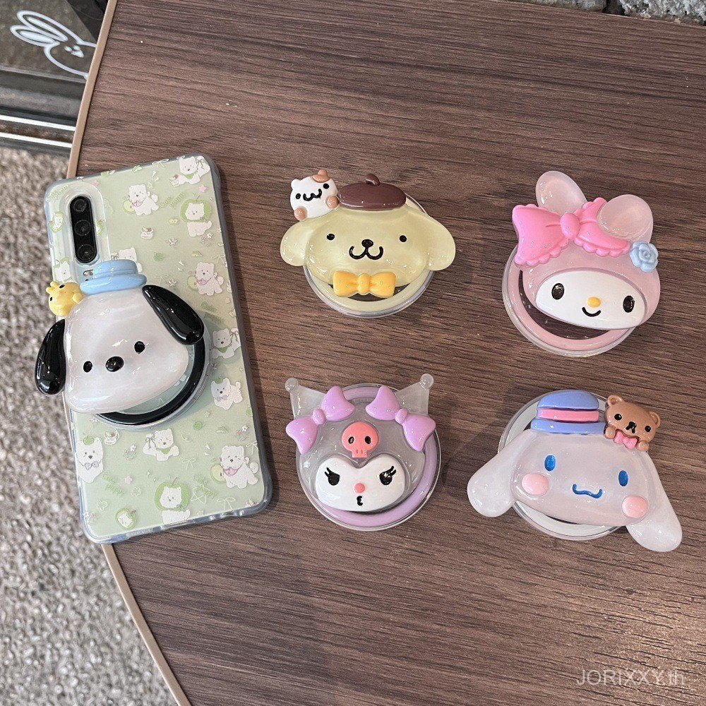 Luminous Sanrio โทรศัพท์มือถือวงเล็บแม่เหล็กแบบพับเก็บได้ Kuromi Melody วงเล็บแบบพับเก็บได้เดสก์ท็อปไล่ละคร ราคาถูก Shopee Lazada