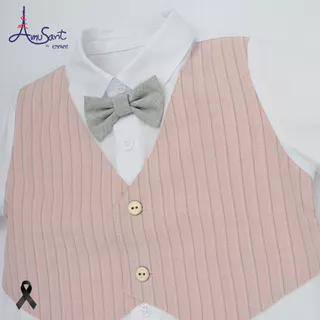 Amusant by Enfant ชุดออกงาน ชุดเซ็ต ชุดสูทเด็กผู้ชายสีชมพูพาสเทลสำหรับ 6 เดือน - 8 ขวบ EH1N21