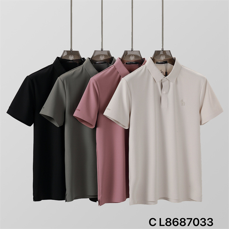 GZ86 HAZZYS Men's Short Sleeve Business Casual Turn-Down Collar POLO Shirt Ice Silk Waffle Short Sle