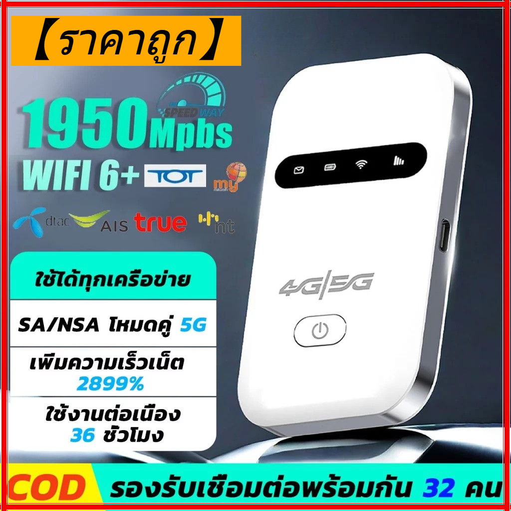 【ราคาถูก】Pocket WiFi 1750Mbps ไวไฟพกพา ความเร็วสูงและความถี่คู่สลับได้ 4G / 5G พกพาสะดวก เราเตอร์ ไวไฟพกพาใส่ชิม