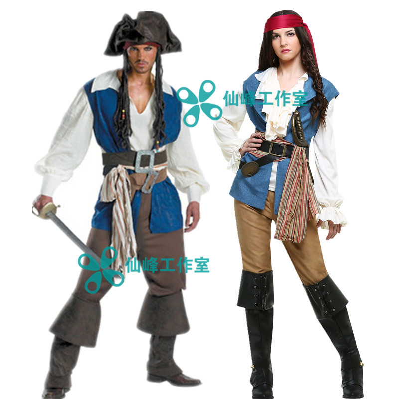 ชุดโจรสลัดกัปตันแจ็ค สำหรับผู้ใหญ่ Halloween Costume พร้อมใช้งานในงานแสดง Pirates of the Caribbean