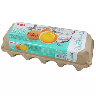 ท็อปส์ไข่ไก่สดปลอดสารเบอร์1แพค 10ฟอง Tops Egg No.1 Pack 10pcs. [หมายเลขบาร์โค้ด 8853474057566 ]