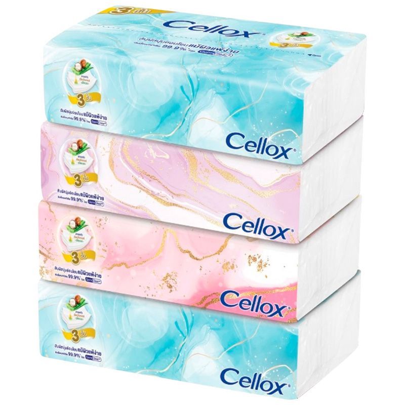 เซลล็อกซ์กระดาษเช็ดหน้าสารกลัดเซียบบัตเตอร์หนา3ชั้นซอฟท์แพ็ค 70แผ่น แพค 4 CelloxSoftPack70Sheet Pack 4 [8850046339372 ]