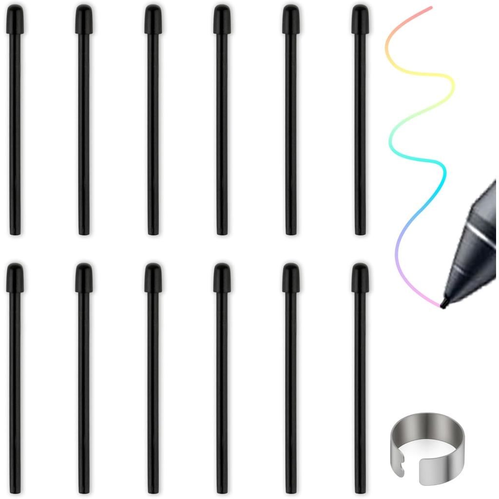 RAPUDA ปากกามาตรฐาน Nibs สําหรับ WACOM,12 ชิ้นเคล็ดลับปากกาเติมทดแทนสีดําสําหรับ Wacom Intuos Pro,Wa