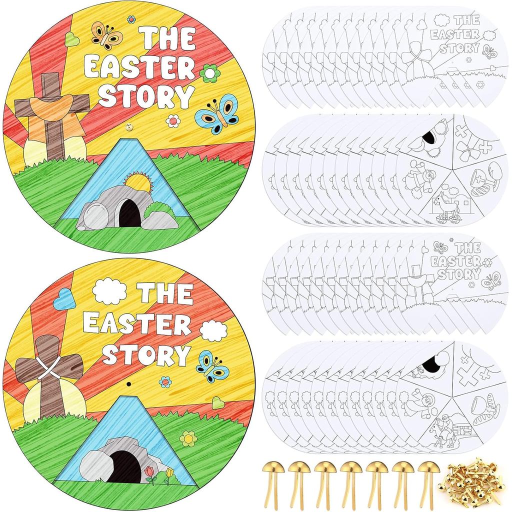 Dispowereath 24 ชุดศาสนางานฝีมืออีสเตอร์สีของคุณเอง Easter Story ล้อคริสเตียนระบายสีหัตถกรรมศาสนากิจ
