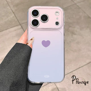 เคสใส ลายไล่สี+หัวใจ สไตล์หวานหวานกันกระแทก สำหรับ IPhone 16 17 13 Air 14 11 16 15 12 Pro Max 15 16 14 8 7 Plus XR X XS