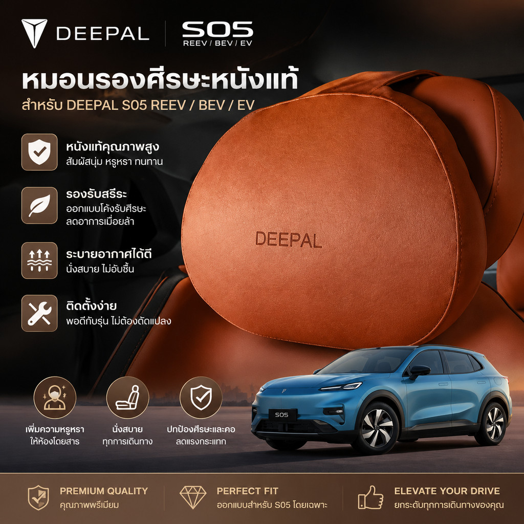 2025 CHANGAN DEEPAL S05 REEV/BEV/ev อุปกรณ์ตกแต่งรถยนต์พิเศษสไตล์เดียวกันสบาย Cloud Headrest สินค้าค