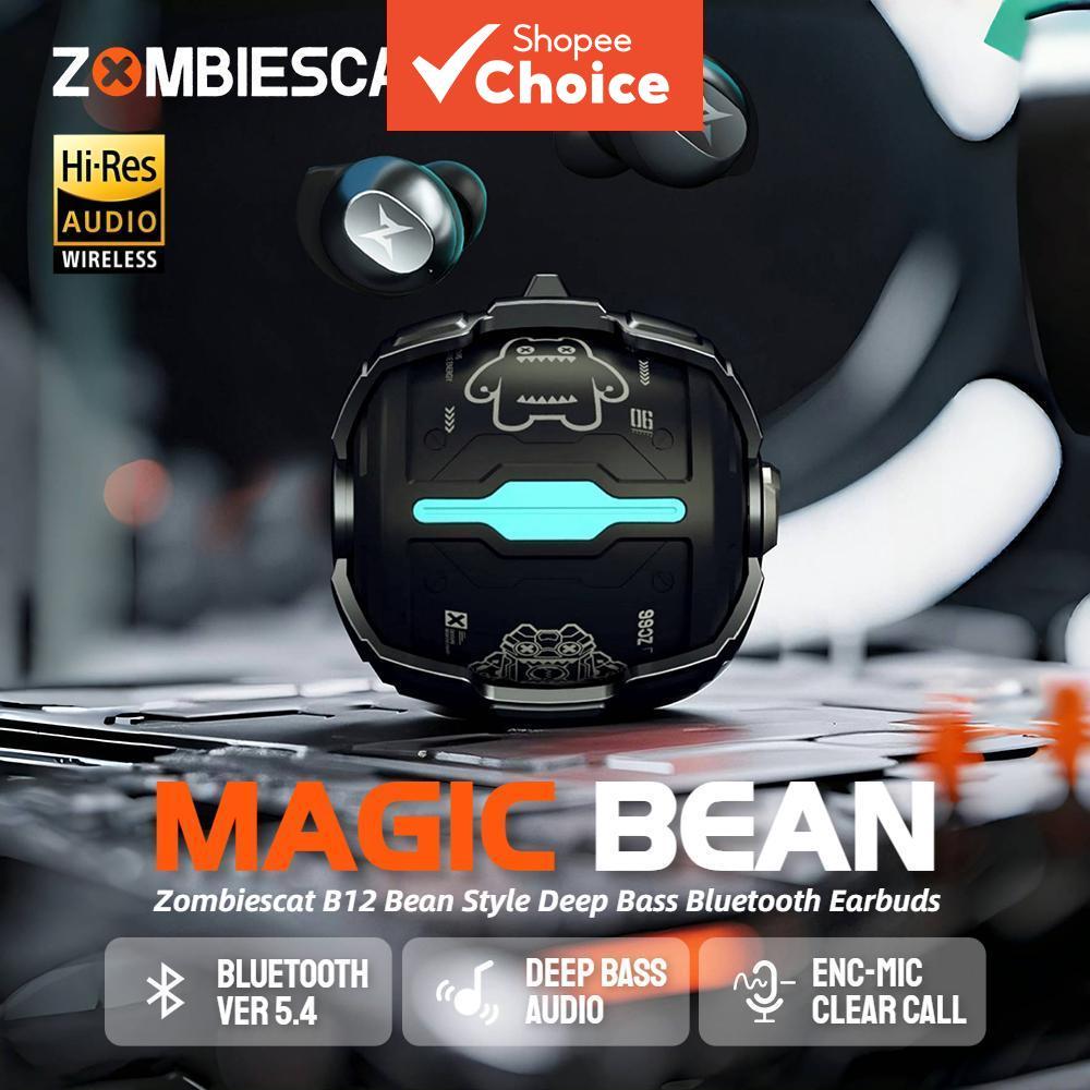ZOMBIESCAT B12 หูฟัง Bean-Sized In-Ear TWS หูฟังบลูทูธ Eye-Catching Light Effects หูฟังสําหรับเล่นเกมไฮไฟสเตอริโอชุดหูฟังสมาร์ทโฟน