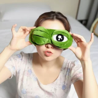 Sleep Eye Mask การ์ตูนกบ Plush Soft Light Blocking ผ่อนคลาย Travel Nap Shade สีเขียวน่ารัก
