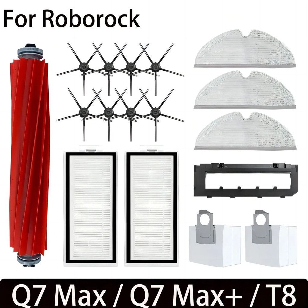 สําหรับ Roborock Q7 Max / Q7 Max + / Q7 Plus / T8 อุปกรณ์เสริมหลักแปรงด้านข้าง Hepa Filter Mop หุ่นย